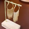 Pendientes de metal con hebilla de borla redonda galvanizada en oro real, estilo frío, pendientes personalizados de moda europea y americana para mujer, venta al por mayor