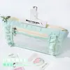 Estuche de Lápices con Ventana de Doble Mariposa y Estrella, Sencillo y Elegante, Bolsa de Almacenamiento Grande de Estilo Ins, Fresca y Linda, Estuche para Papelería Resistente a la Suciedad