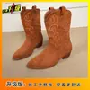 Botas Vaqueras de Cuero con Punta Puntiaguda y Tacón Grueso Estilo Retro Casual 2025 para Mujer, Nuevas Botas Martin de Moda Versátiles sin Cordones Talla Grande