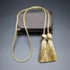 Anti-Rugas Vertical 54cm Seda de Gelo Ponta Dupla Borla Bolso com Aba Cortina Corda de Amarração Borla Borla de Poliéster Borla