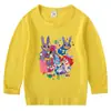 2026 Nova Camiseta Infantil de Primavera e Outono Gola Redonda Desenho Animado Manga Longa Camiseta Básica Conjunto para Meninos e Meninas Camiseta de Algodão