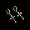 Joyería de Venta Caliente Transfronteriza Europea y Americana Pendientes Clásicos con Forma de Cruz para Mujer Incrustados con Circonita Fabricante Mayorista Frescos y Dulces