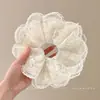 Suave con el cabello, elegante y con estilo, scrunchie, pasador de malla floral pequeño estilo coreano, accesorio para el cabello plisado de estilo de hada