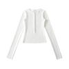Tops Ligeros y de Estilo Maduro con Media Botonadura y Manga Larga para Mujer en Otoño e Invierno Nuevas Camisetas Básicas Cortas de Siete Botones para Ceñir la Cintura