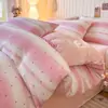 Juego de cuatro piezas de terciopelo de leche de invierno, funda de edredón de franela de coral engrosada y cálida, sábana, juego de tres piezas para dormitorio, ropa de cama para estudiantes