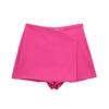 Ropa de verano 2023 para mujer, estilo europeo y americano, cintura alta, color liso, combina con todo, pantalones cortos asimétricos, color caramelo