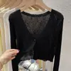 Cárdigan de Punto, Estilo Veraniego Delgado, Ropa Exterior para Mujer, Cuello en V, Seda de Hielo Blanca, Principios de Primavera, Chaqueta Protectora Solar Estilo Chanel, Top Corto