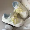 Sapatos de Treino de Balé Alemães Feios Fofos Femininos 2026 Verão Malha Respirável Sapatos de Plataforma com Bico Largo Bordado de Cachorrinho Xadrez Fita de Seda Planos