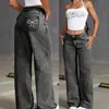 6Jeans de mujer pierna ancha retro holgados transfronterizos europeos y americanos bordado de lazo TK Amazon jeans de mujer