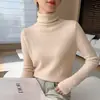 Suéter de cuello alto para mujer con patrón de espiga, top de punto de manga larga ajustado para otoño e invierno, perfecto como capa base