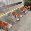 Asientos en cabina estilo cafetería coreana, Mesas y sillas de acero inoxidable para restaurante de barbacoa, Sofá con funda suave, Mesa y sillas sencillas y modernas para cafetería de té con leche