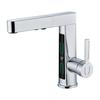 Lavabo de Encimera Gris de un Solo Agujero Elevable Pantalla Digital Giratoria Gabinete de Baño Extraíble Grifo de Doble Modo Frío y Caliente Lavabo
