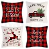 Amazon Transfronterizo Temu Nuevo Cojín de Almohada Navideño Decoración para el Hogar Felpa Corta Lino Funda de Almohada Estampada