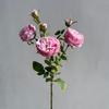 Calidad Transfronteriza Flores Artificiales Rosa Austin de 6 Cabezas Flores Falsas Decoración de Ramo para Salón de Bodas en Casa Venta al por Mayor