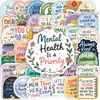 Set transfronterizo de 50 pegatinas con temática de salud mental con citas frescas e inspiradoras, impermeables y fáciles de aplicar