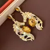 Pendientes Colgantes de Caballo Año Zodiacal Incrustados de Diamantes Aguja de Plata Pendientes de Botón Vintage Lujo Ligero Pendientes de Gama Alta Venta al Por Mayor