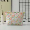 Nova Bolsa de Cosméticos de Flores de Viagem Pequeno Armazenamento Floral Portátil Acolchoado Ins Washery Bolsa de Armazenamento de Cosméticos