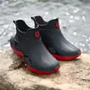 Botas de lluvia cálidas para pareja de tubo corto que combinan con todo para damas, para las cuatro estaciones, botas de lluvia antideslizantes para pesca, trabajo, comida para llevar, zapatos impermeables