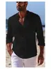Camisa de Botones Independiente para Hombre Verano Manga Larga Color Sólido Cuello Solapa Transfronteriza Primavera y Verano Fuera de Temporada Casual Diaria Camisa de Hombre