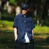 Camisa de Manga Corta Estilo Hong Kong para Hombre, Verano Japonés Trendy Retro Casual Simple Holgada Camisa Chaqueta de Media Manga