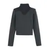 Top de Malla con Parches de Manga Larga, Ajuste Delgado, Cuello Semi Alto, Estilo Coreano, Novedad Otoño 2026 para Transmisión en Vivo y Distribución