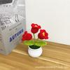Creativo terminado tejido a mano 3 Lirio maceta pequeña flor artificial de lana tejida mini adornos pequeños de escritorio DIY