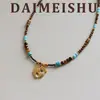 Original Moda Retro Exquisito Ojo de Tigre Turquesa Collar de Cuentas Accesorios para Mujer Lujo Accesible Nicho Gama Alta Cadena para Clavícula