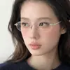 Nuevas Gafas Poligonales Ultraligeras Sin Montura para Mujer con Incrustaciones de Diamantes, Estilo Fresco e Intelectual, Adecuadas para el Uso Diario Sin Maquillaje, Se Pueden Adaptar con Lentes Graduadas