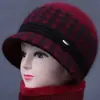 Sombrero de invierno para mujeres de mediana edad y ancianas, sombrero tejido de lana con ala ancha, cálido de piel de conejo, con forro de terciopelo y grueso para señoras mayores.