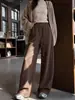 Pantalones casuales de pierna recta de tiro alto en bloques de color para mujer, nueva colección otoño/invierno 2026, pantalones de pierna ancha de corte slim