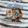 Sudadera de manga larga para niños, colección otoño 2026, para niños y niñas, diseño de dibujos animados estilo japonés, cuello de mezclilla, estilo casual a rayas, y un aspecto de dos piezas falso