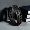 Pulseira Masculina Mais Vendida da Amazon Tecida à Mão Lápis Lazúli Natural Obsidiana Liga de Metal Acessórios Joias Lote