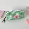 Estuche Acolchado a Cuadros Hisocute para Estudiantes, Bolsa Grande de Almacenamiento para Papelería, Estuche para Lápices, Bolsa de Almacenamiento para Materiales de Diario