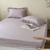 Sábana de algodón cómoda para dormir desnudo ~ Gasa de doble capa estilo japonés, sábana bajera de una sola pieza de algodón puro segura para bebés con banda elástica alrededor de los bordes