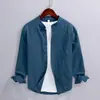 Estilo chinês Primavera e Verão Linho Camisa de manga comprida Camisa masculina gola casual de algodão e linho Camisa Artística Masculina 202 Top