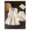 Pijama Blanco Noche de Deseo Puro Estilo Francés sin Mangas para Mujer, Nuevo Conjunto Casual Suelto de Shorts para Dormir Verano 2025 para Usar como Ropa de Casa