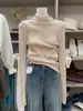 Suéter de Punto Grueso Versátil de Color Puro Nuevo Otoño e Invierno 2025 Dongdaemun Corea del Sur Camisa Base de Cuello Alto Top para Mujer
