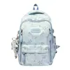 2025 Nova Mochila Escolar Estudante Alta Aparência Fofa Grande Capacidade Mochila Cor Creme Estampa de Estrela Mochila Casual
