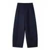 Pantalones de Trabajo de Algodón Color Oro Titanio con Dobladillo Curvo Pierna Recta para Mujer 2026 Nuevo Otoño Persona Baja Popular Este Año Pantalones de Pierna Ancha
