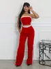 Tw662 Moda Transfronteriza de Verano Europea y Americana Conjunto de Top Tubo Sexy para Mujer con Pantalones Sueltos de Pierna Ancha Amazon