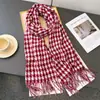 2025 Cachemira Sintética Bloques de Color Tartán Espiga Bufanda Chal Cálido Unisex Otoño e Invierno Bufanda con Borlas para Viajero