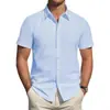 Camisas al por mayor de fabricante Verano Juvenil Casual de negocios Color liso Cárdigan simple Delgado de manga corta Ropa formal profesional