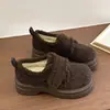 Mocasines Retro Plus de Terciopelo Engrosados con Suela Gruesa para Mujer 2026 Nuevo Otoño Invierno Versátiles que Aumentan la Altura Cálidos Zapatos de Piel Birkenstock