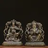 Estatuilla de latón antiguo estatua de doble cara Guan Gong de doble cara Dios de la Riqueza decoración del hogar péndulo de coche manualidades adornos al por mayor