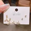 2025 Nuevo Colgante de Cola de Pez Concha Natural Pendientes Simples de Tres Pares Aguja de Plata Set Avanzado de 6 Pares de Pendientes