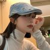 Boina de Mezclilla Lavada Nueva de Primavera y Verano Estilo Coreano Versátil para Cara Grande Mostrar Cara Pequeña Gorra Retro Pequeña Adelantada