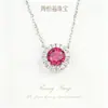 Collar de Plata S925 con Diamante Redondo y Rubí para Mujer de Zhouhengfu Jewelry, Completamente Incrustado con Diamantes, Cadena para Clavícula, Versátil de Lujo Ligero, Venta al por Mayor de Fábrica