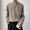 Camisa Blanca Estilo Abstinencia Gao Leng para Hombre Diseño Nicho Sentido Cuello en V Manga Larga Elegante Top Traje Camisa Base Interior