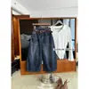Jeans Feminino Su Xinlan/YOUMO Solto de Corte Justo para Baixinhas 2026 Início do Outono Calças Cropped de Perna Larga (com cinto)