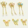 Colgante de mariposa de circonita incrustada en arenisca de larga duración, accesorios de collar DIY, accesorios de borla de esmalte